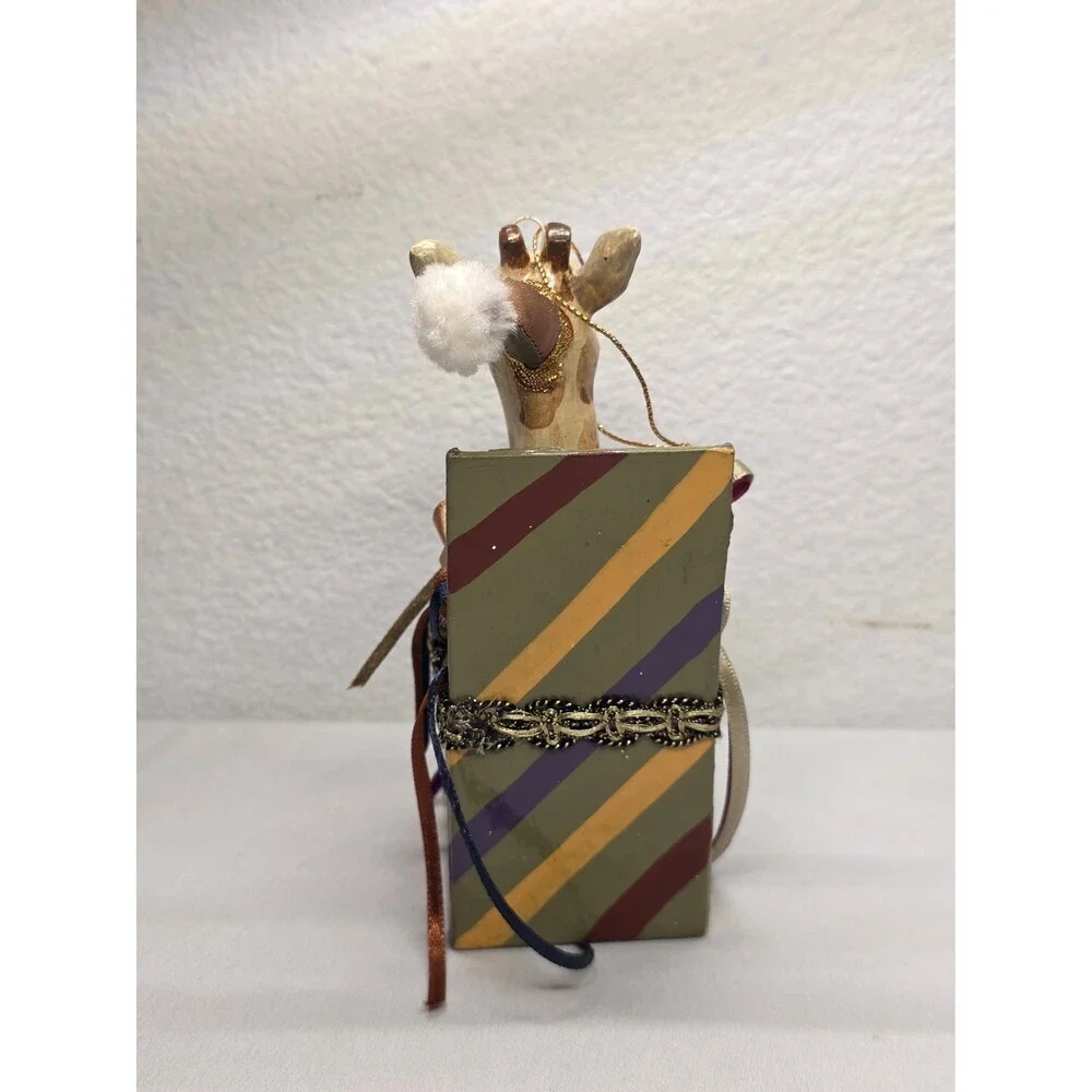 Vintage Katherines Collection Handcrafted Wooden Giraffe Trinket ornament Xmas